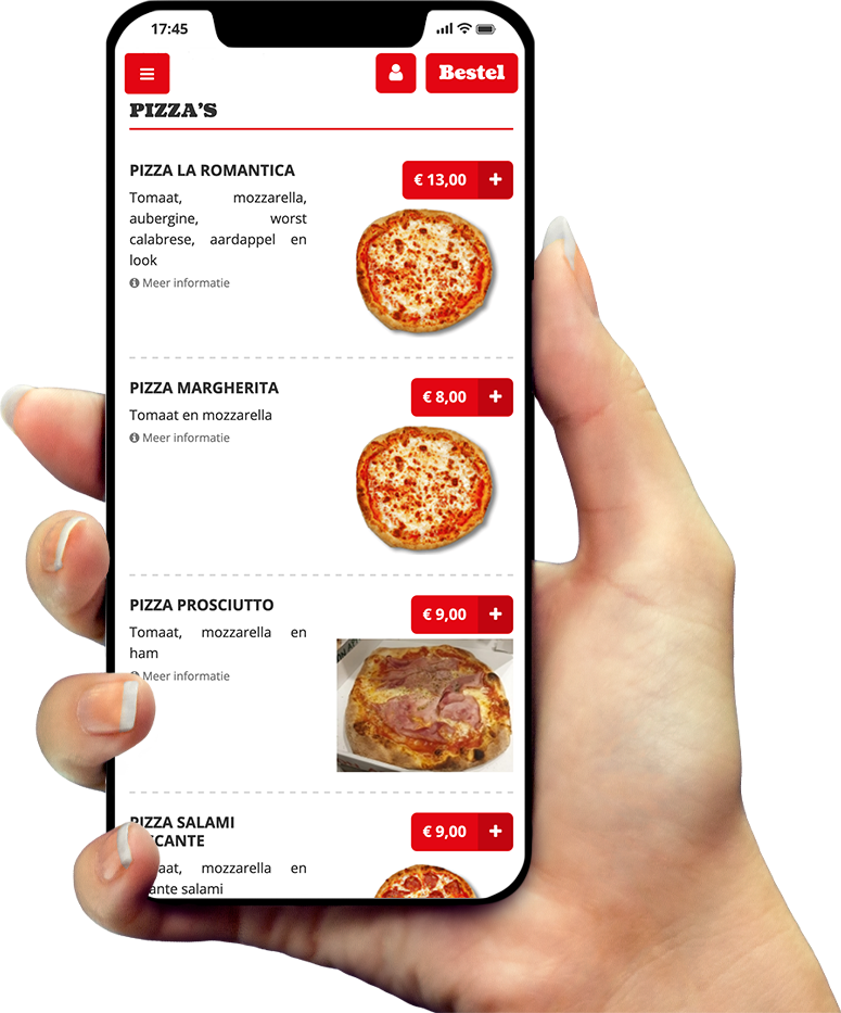 Voorbeeld van onze app op smartphone